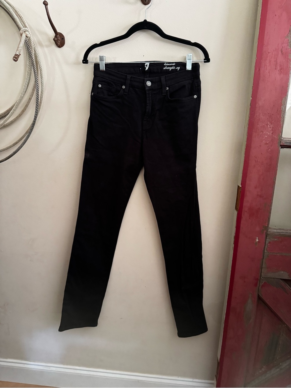 7 For All Mankind Black Straight Leg Jeans